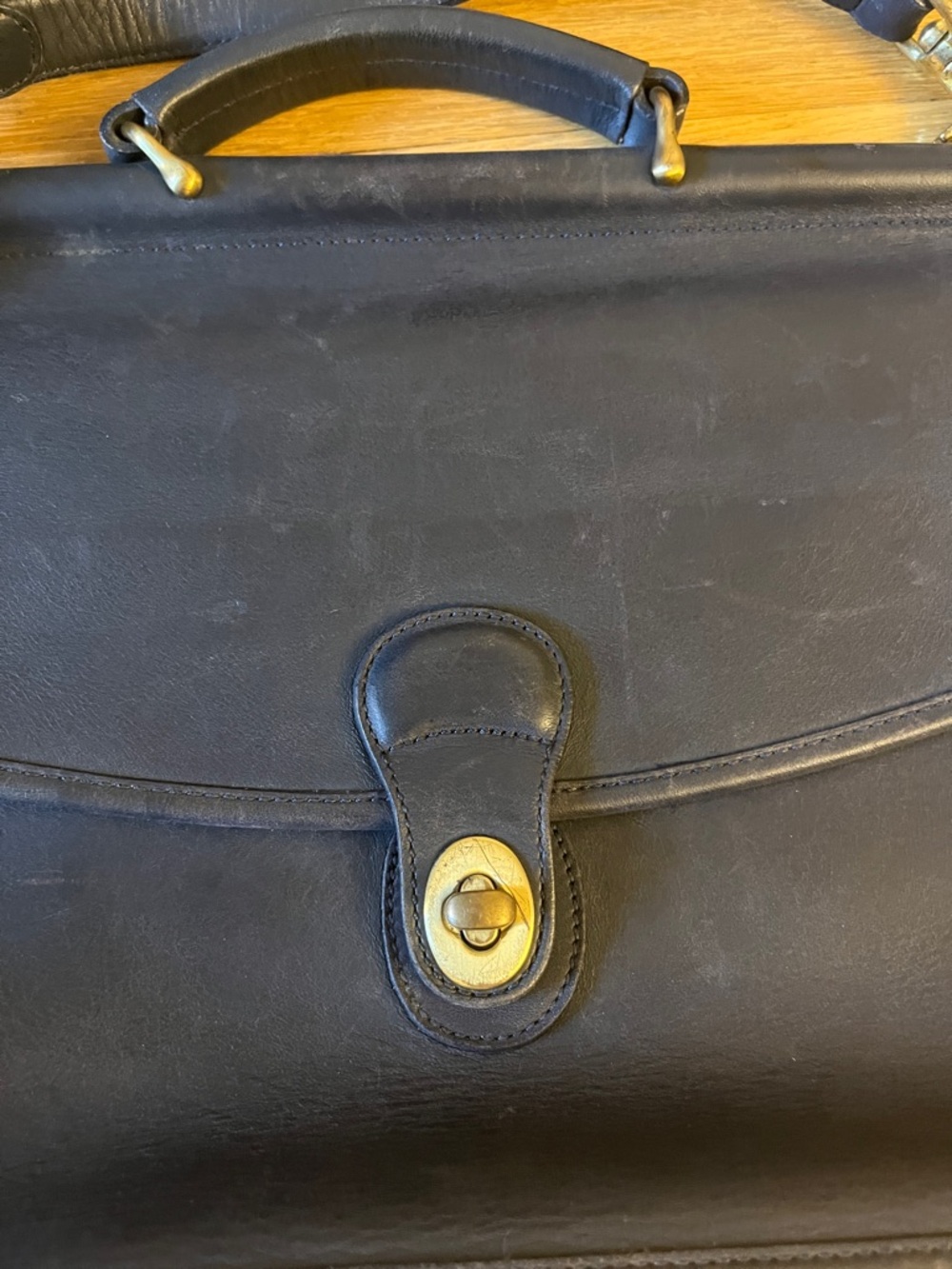 Coach Navy Leather Beekman Brief - Picture 2 of 8
